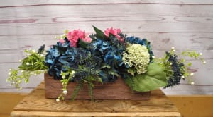 Navy and Pink Silk (Artificial) Centerpiece Flower Bouquet