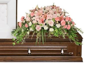 Softly at Rest Casket Spray Flower Arrangement Softly at Rest Casket Spray Flower Bouquet