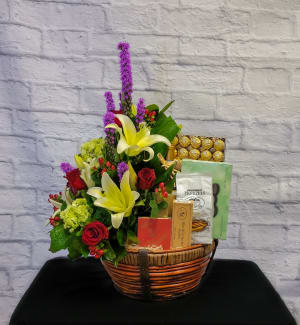 FG-10 canasta de flores y productos gourmet Flower Bouquet