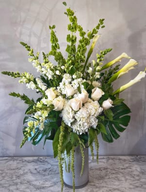 Sympathy in White Flower Bouquet