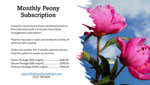 Peony Monthly Subscription Flower Bouquet