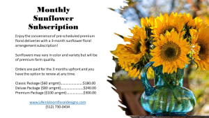 Sunflower Monthly Subscription Flower Arrangement Sunflower Monthly Subscription Flower Bouquet