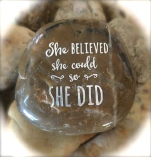 “She Believed She Could So She Did” Karmic Stone Flower Bouquet