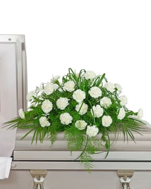 White Divinity Casket Spray Flower Bouquet