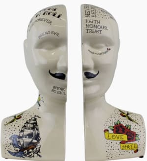 Phrenology Tattoo Bookends Flower Bouquet