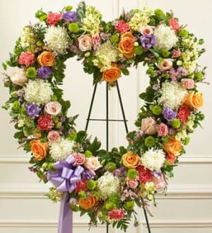 Always Remember Pastel Floral Heart Tribute Flower Bouquet