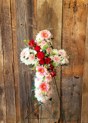 Touching Tribute Cross Flower Bouquet