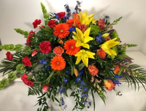 Rainbow of Memories Casket Spray Flower Bouquet