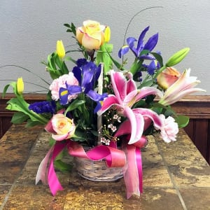 Wicker Basket Arrangement Flower Bouquet