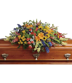 Colorful Reflections Casket Spray by Teleflora Flower Bouquet