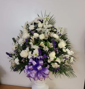 Lavender & White Peaceful Floor Basket Flower Bouquet