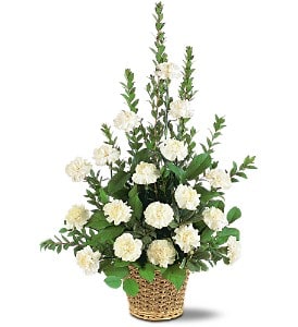 White Simplicity Basket Flower Bouquet