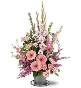 Hopeful Pink Basket Flower Bouquet