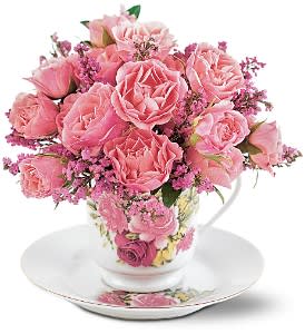 Tender Thoughts Teacup Flower Bouquet