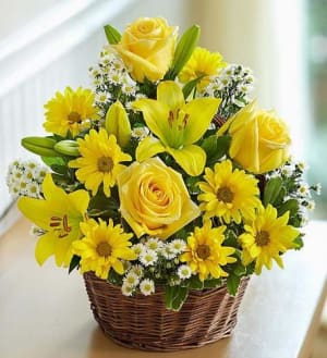 Basket of Sunshine Flower Bouquet