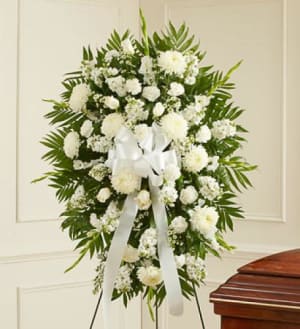 Deepest Sympathies White Standing Spray Flower Arrangement Deepest Sympathies White Standing Spray Flower Bouquet