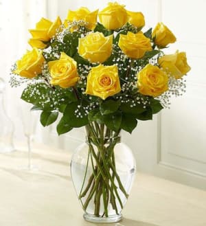 Rose Elegance Premium Long Stem Yellow Roses Flower Bouquet