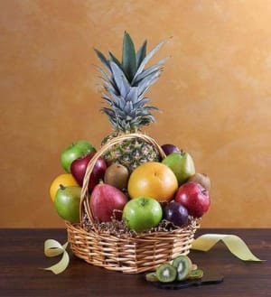 Deluxe All Fruit Basket Flower Bouquet