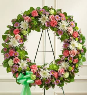 Serene Blessings Pastel Standing Wreath Flower Bouquet