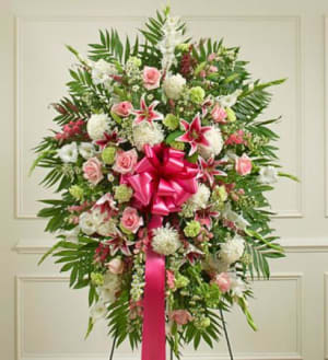 Deepest Sympathies Pastel Standing Spray Flower Bouquet