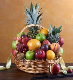 Deluxe All Fruit Basket Flower Bouquet