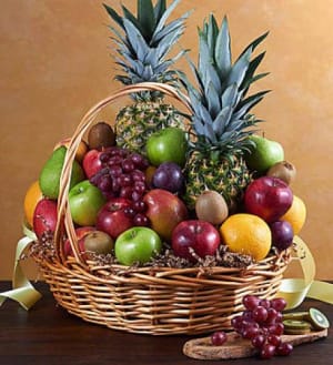 Deluxe All Fruit Basket for Sympathy Flower Bouquet