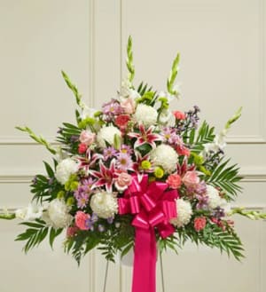 Heartfelt Sympathies Pastel Standing Basket Flower Bouquet