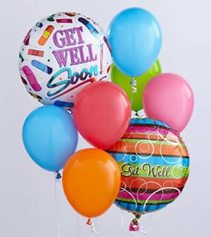 Get Well Balloon Bunch Flower Bouquet