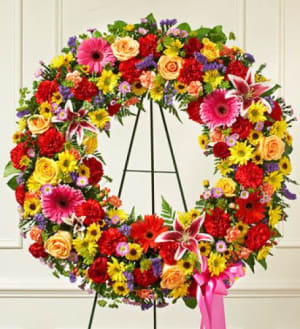 Serene Blessings Bright Standing Wreath Flower Bouquet