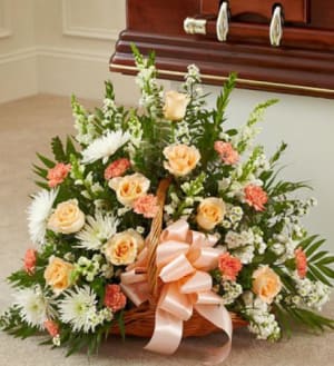 Thoughts and Prayer Fireside Basket Flower Bouquet