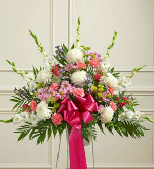 Heartfelt Sympathies Pastel Standing Basket Flower Bouquet