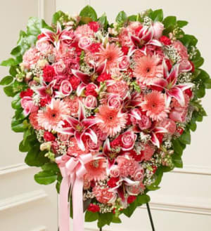 Pink Mixed Flower Heart Flower Bouquet