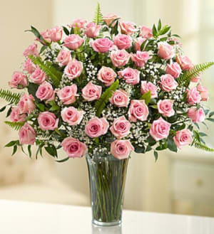 Deluxe Long Stem Pink Roses Flower Bouquet