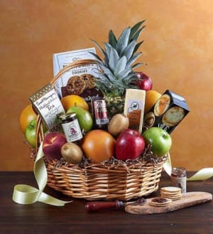Deluxe Fruit & Gourmet Baskets Flower Bouquet