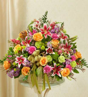 Pastel Sympathy Basket Flower Bouquet