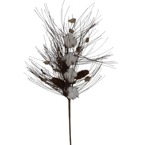 Silk (Artificial) Cotton Spray with Pinecones Flower Bouquet