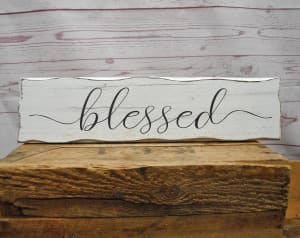 Wooden Blessed Plaque Flower Bouquet