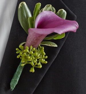 Purple Calla Boutonnieres Flower Bouquet