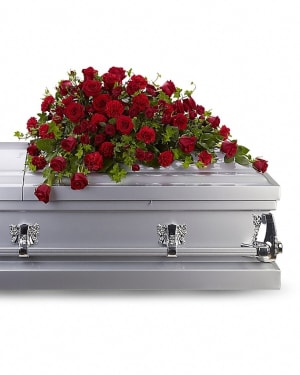 Red Rose Reverence Casket Spray Flower Bouquet