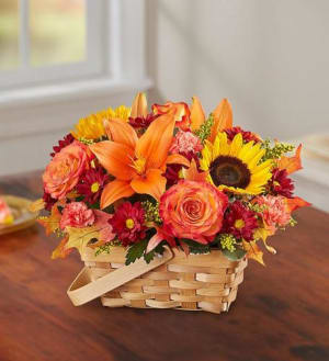 Fields of Europe for Fall Basket Flower Bouquet