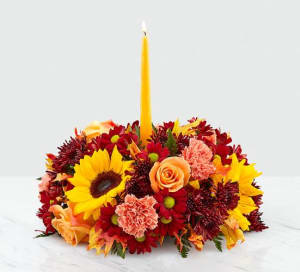 Giving Thanks Candle ™Centerpiece Flower Bouquet