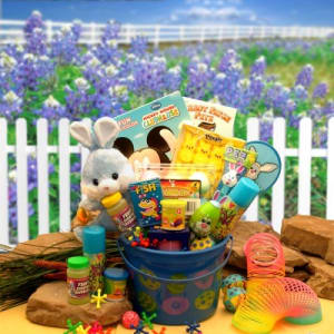 Little Bunny Blue Easter Fun Pail Flower Bouquet