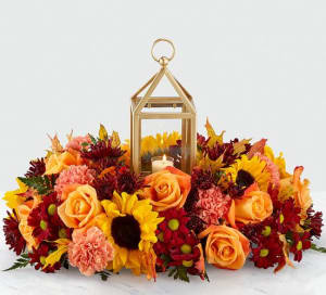 Giving Thanks Lantern™Centerpiece Flower Bouquet
