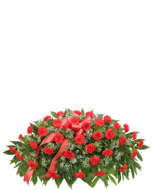 Timeless Traditions Red Carnation Casket Spray Flower Bouquet