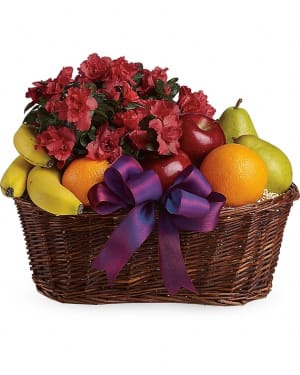 Fruits and Blooms Basket Flower Arrangement Fruits and Blooms Basket Flower Bouquet