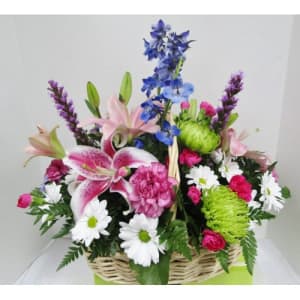 Basket of Spring Flower Bouquet