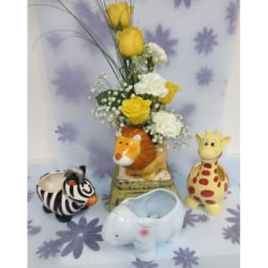 Baby Ceramic Animal Arrangement Flower Bouquet