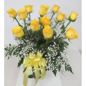 12 Yellow Roses Flower Bouquet