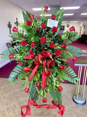 Standing Spray - Red Roses Flower Bouquet