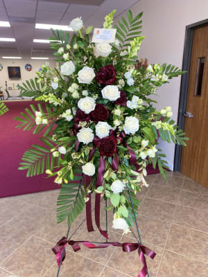 Standing Spray ~ White Mix with color (Flowers/Colors Will Vary) Flower Bouquet